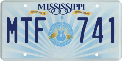 MS license plate MTF741