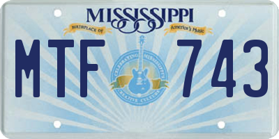 MS license plate MTF743