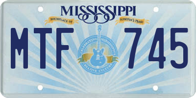 MS license plate MTF745