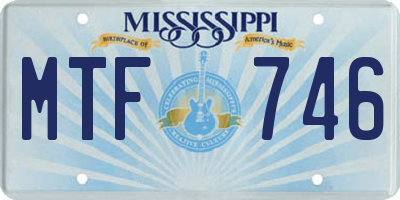 MS license plate MTF746