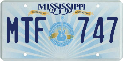 MS license plate MTF747