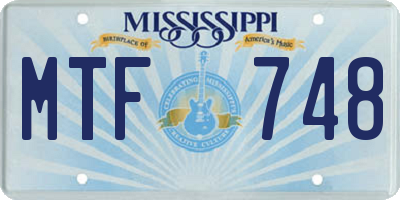 MS license plate MTF748