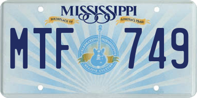 MS license plate MTF749