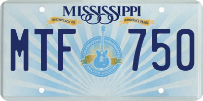 MS license plate MTF750