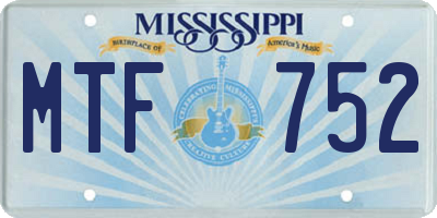 MS license plate MTF752