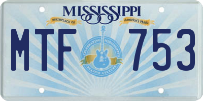 MS license plate MTF753