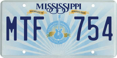 MS license plate MTF754