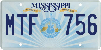 MS license plate MTF756