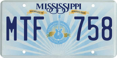 MS license plate MTF758