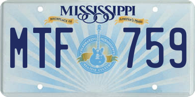 MS license plate MTF759