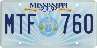 MS license plate MTF760