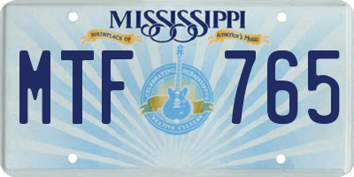 MS license plate MTF765