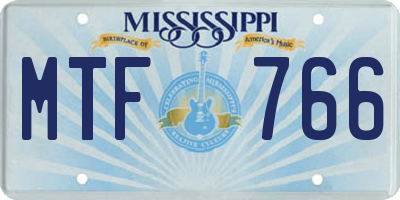 MS license plate MTF766