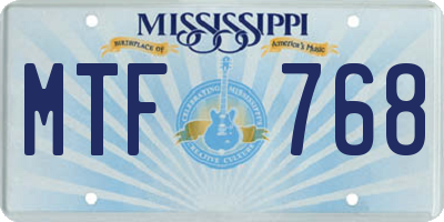 MS license plate MTF768