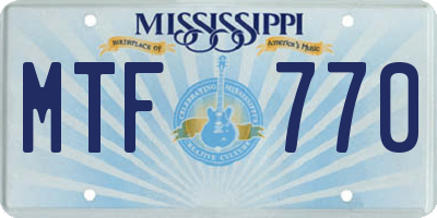 MS license plate MTF770