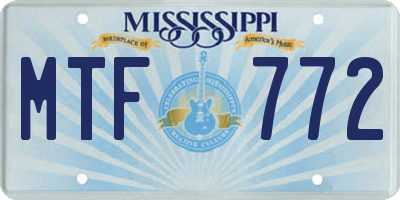 MS license plate MTF772