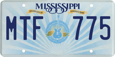MS license plate MTF775