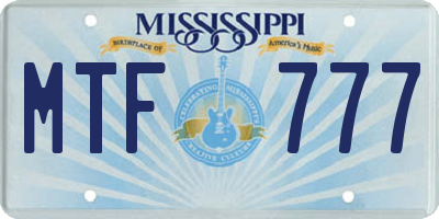 MS license plate MTF777