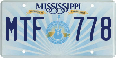 MS license plate MTF778
