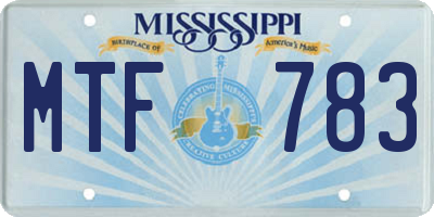 MS license plate MTF783