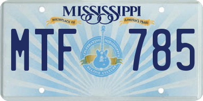 MS license plate MTF785