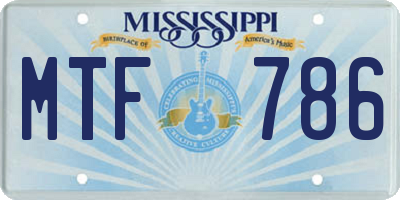 MS license plate MTF786