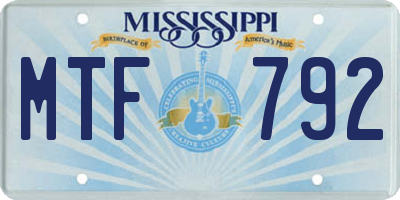 MS license plate MTF792