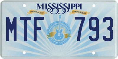 MS license plate MTF793