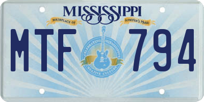 MS license plate MTF794
