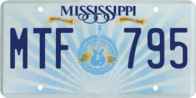 MS license plate MTF795