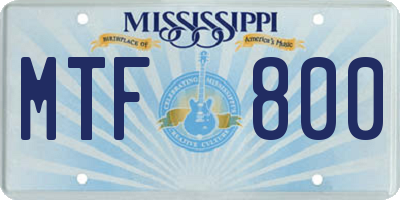 MS license plate MTF800
