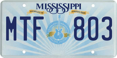 MS license plate MTF803