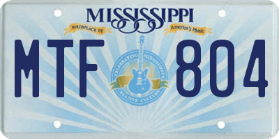 MS license plate MTF804