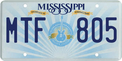 MS license plate MTF805