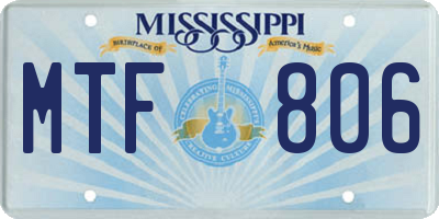 MS license plate MTF806