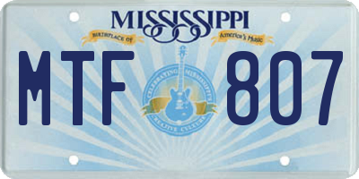 MS license plate MTF807