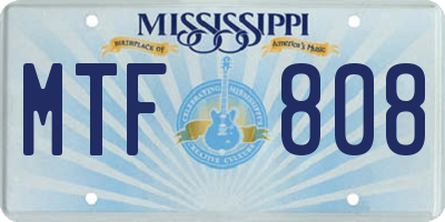 MS license plate MTF808