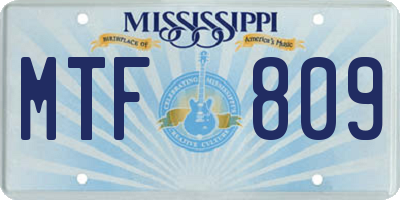 MS license plate MTF809