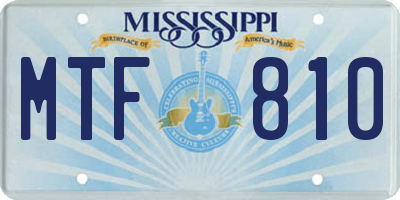 MS license plate MTF810