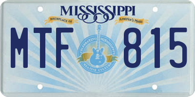 MS license plate MTF815