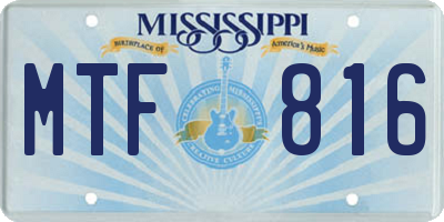 MS license plate MTF816