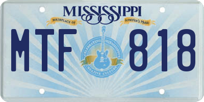 MS license plate MTF818