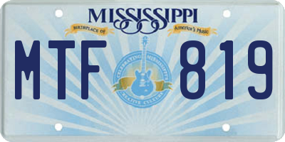 MS license plate MTF819