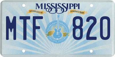 MS license plate MTF820