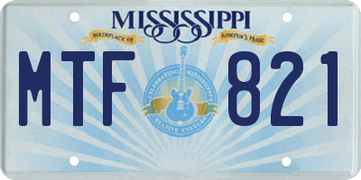 MS license plate MTF821