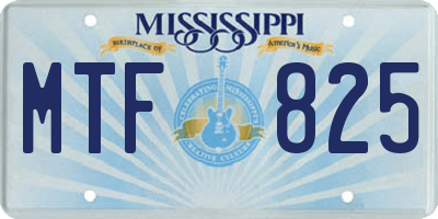 MS license plate MTF825