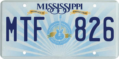 MS license plate MTF826