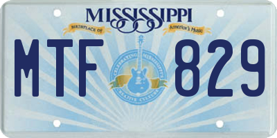 MS license plate MTF829