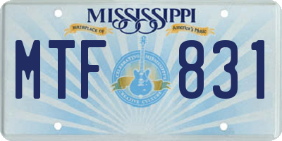 MS license plate MTF831