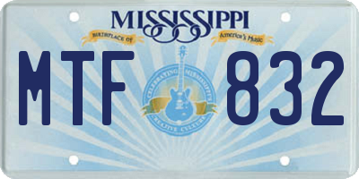 MS license plate MTF832
